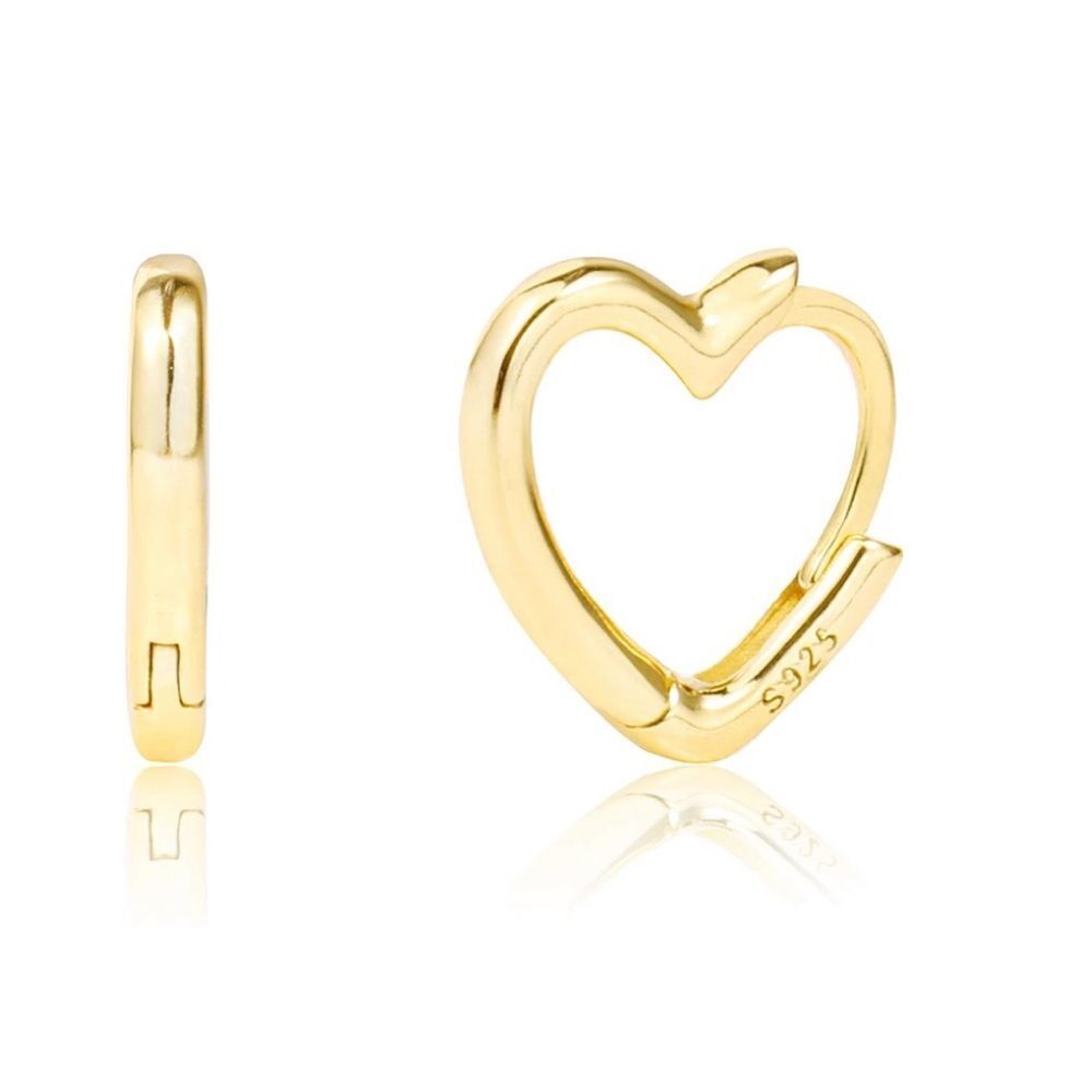 NWT Wool + Pepper Co. 14K Gold Plated Heart Huggie Earrings